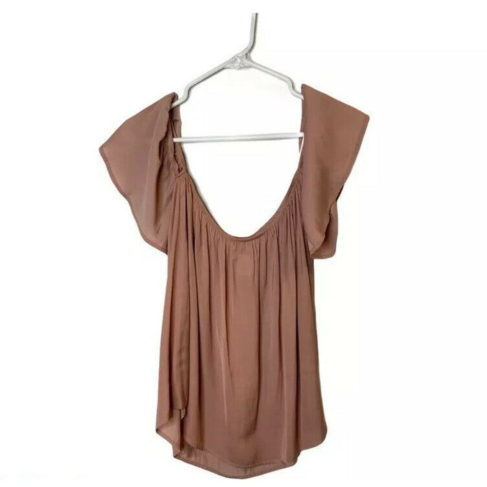 Madison & Berkeley women Off Shoulder blouse sz XS relaxed terra rose pink - Picture 4 of 12